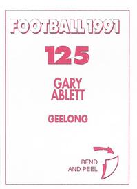 1991 Select AFL Stickers #125 Gary Ablett Back